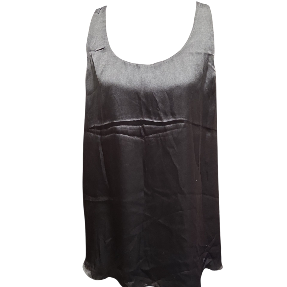 Chic Gray Satin Sleeveless Blouse - Picture 2 of 5
